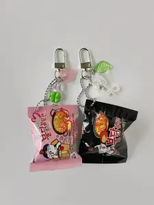 Handmade Instant Noodles Keychain Pendant Snack Bag, Spicy Charm Mini Snacks, Perfect for On-The-Go Snacking, Fun and Portable Design