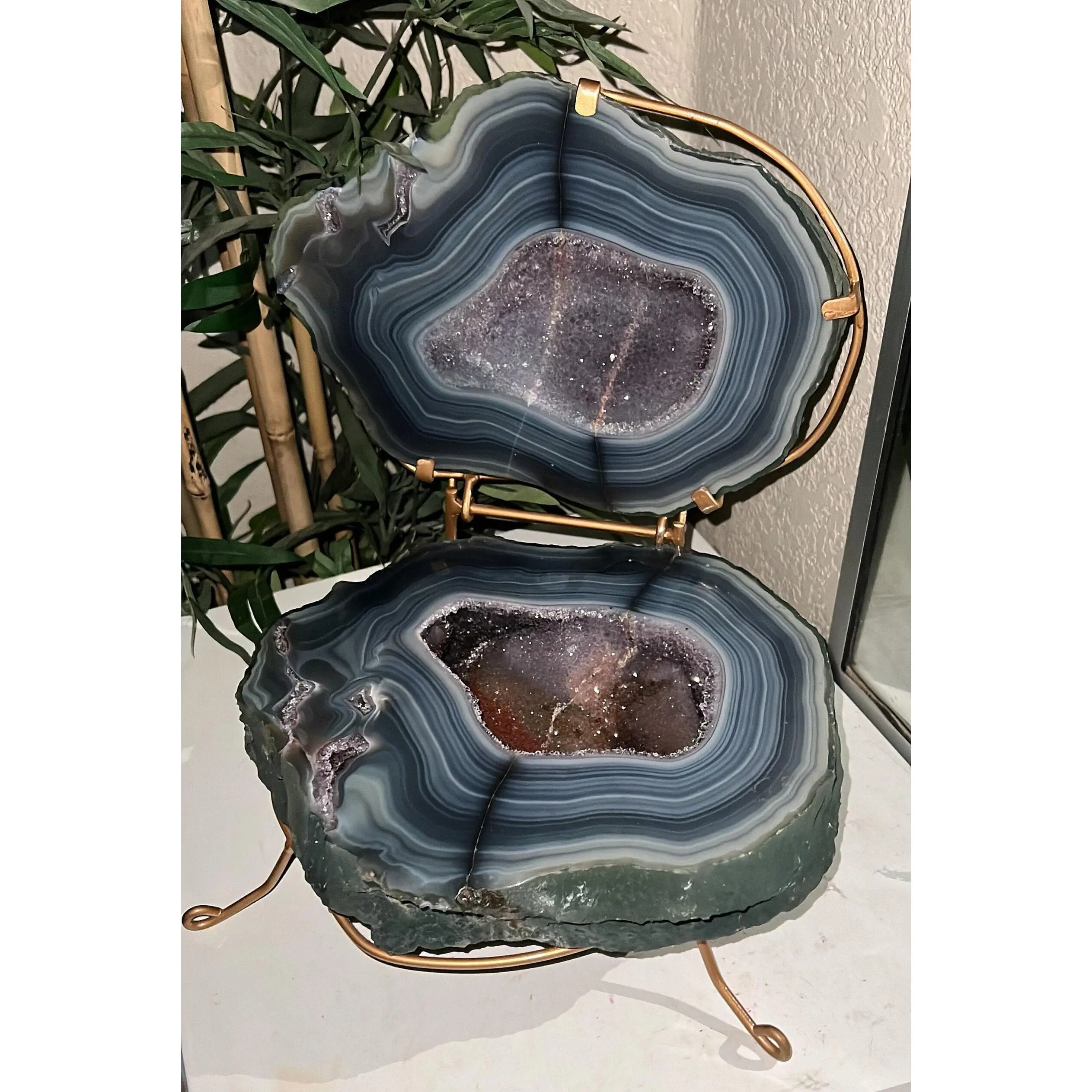 Rainbow Agate Amethyst Geode Jewelry Box
