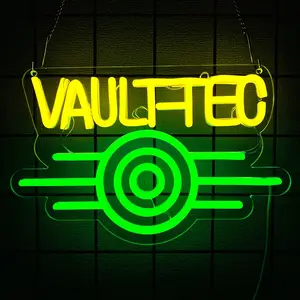 Vibrant Vibrant VAULT-TEC LED Neon Sign, Game Room Wall Hanging Art Neon Light, Modern Mood Lighting, Multi-Purpose Use for Bedroom, Man Cave, Party, Comic House, Christmas Birthday Decoration，USB Powered