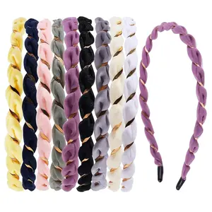 Thin Headbands for Women Girls,Metal Spring Hair Hoop Headband,Fashion Non Slip Wavy Braided Headbands For Ladies Stylish Comfortable Skinny Wire Headband