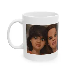 Funny Double Disgusted Doll Reaction Coffee Mug, Judging Faces Meme Mug, Side Eye Reaction Humor Cup, Savage Meme Novelty Mug, Sarcastic Coffee Gift
