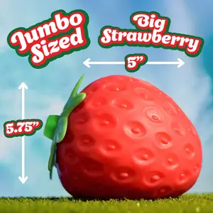 2026 New Strawberry Squishy Toy - Extra-Large (5-inch) Stress-Relief Squeeze Ball, Suitable for Adults and Children Aged 3+ - Fruit-Shaped Stress-Relief and Sensory Play Toy - Safe, Durable, and Non-Toxic Material