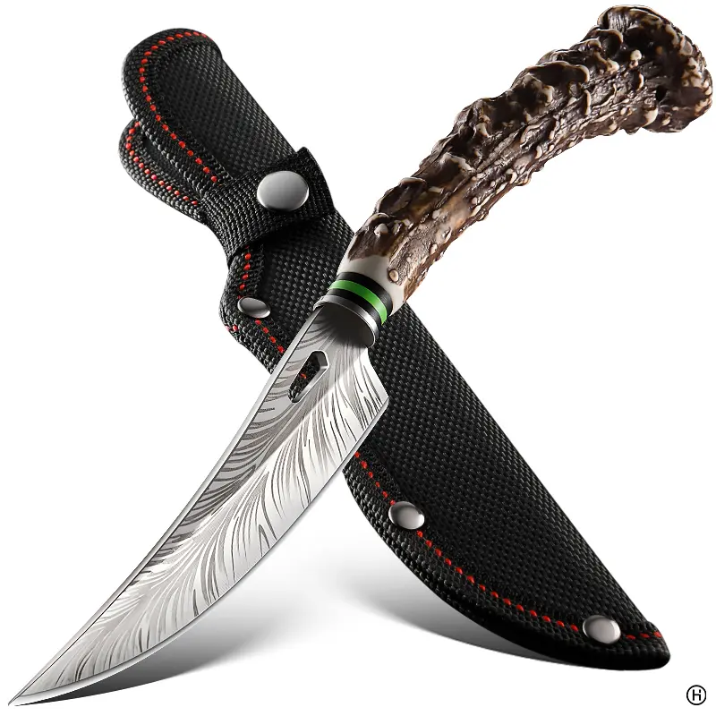 Sharp Arc Meat Cutting Knife, High Hardness Forging Feather Textured Stainless Steel Blade, Fruit Specific Sharp Tool, Kitchenware, Single Base Unit Count, Stainless Steel Knives