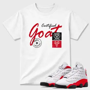 Unisex T-shirt To Match Sneakers Jordan 13 University Red - Certified Goat. 100% Cotton for Casual Wear. Comfortable Summer Unisex T-Shirt to match Jordan Sneaker. Streetwear Style. urban outfitters