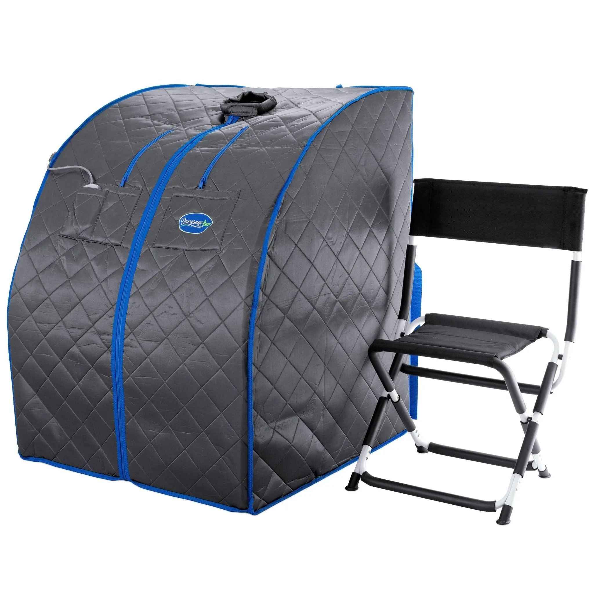 Personal Portable Infrared Sauna with Premium Chair, 30 Minute Timer, with Negative ION and Heated Footpad - Gray