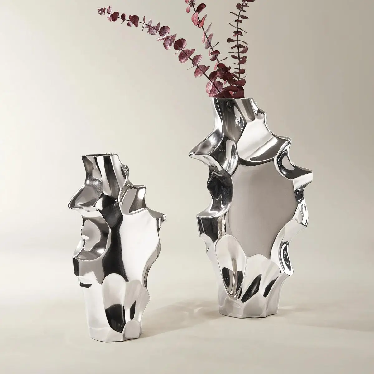 Z Gallerie Sculpt Vase  Decor Decoration Home Decorative Vase Modern Plant Vase Aluminium