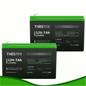2 Packs 12V 7Ah Lithium LiFePO4 Rechargeable Battery Built-in BMS 5000+ Cycles Deep Cycle for Small UPS Lighting Solar Power Fish Finder Kids Ride On Car