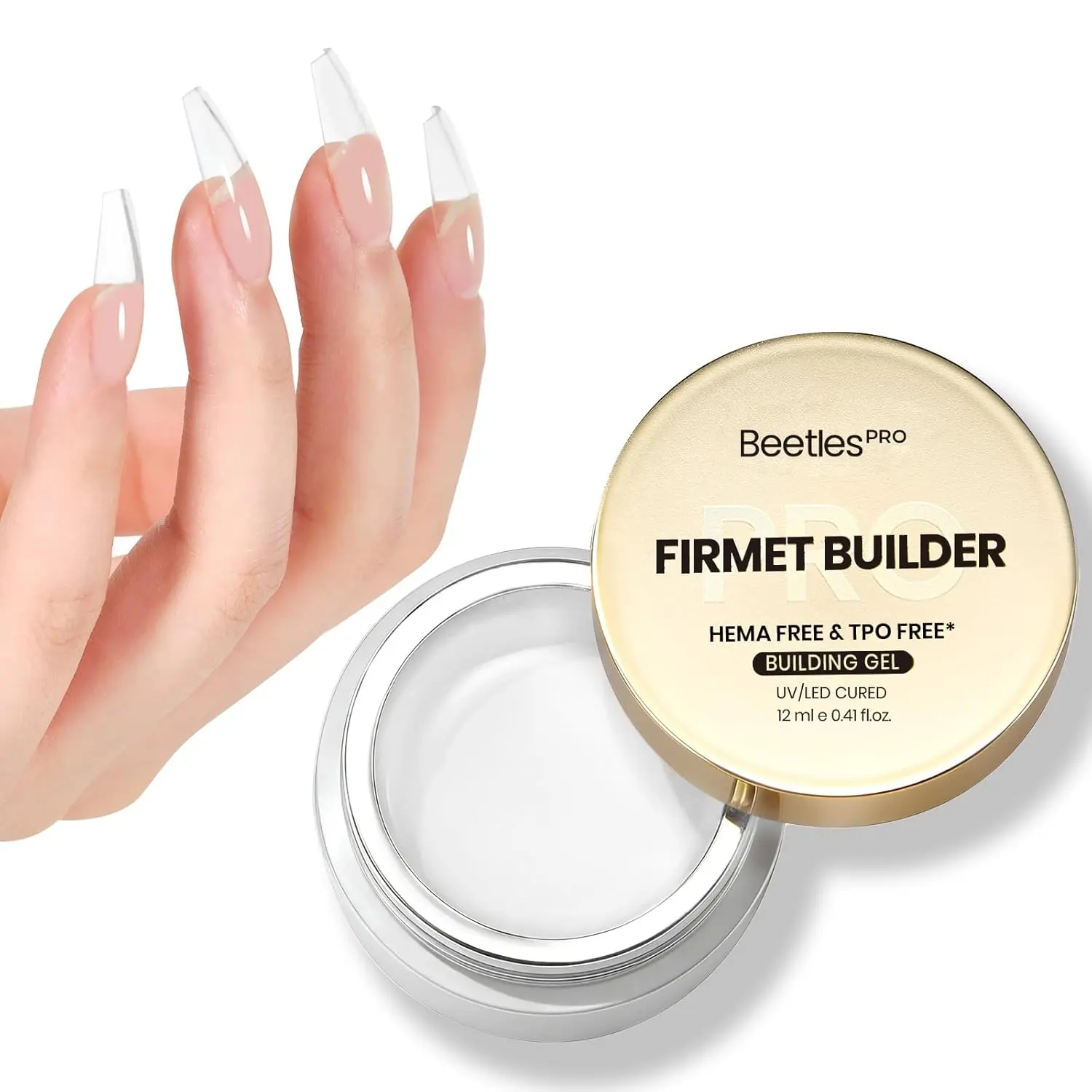 beetles Gel Polish PRO FIRMET Builder Nail Gel, HEMA-Free & TPO-Free, Low Heat UV-Curable for Nail Extensions & Art, High Tenacity Salon-Quality Manicure Polish, Nail Art
