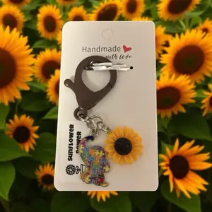 Sunflower power Handmade Keychain