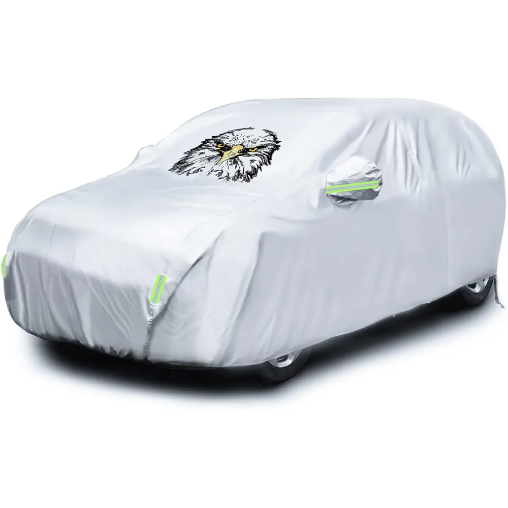 Nilight SUV Compatible Full Body Car Cover - Waterproof Oxford Cloth, Door-Shape Zipper, Lightweight Durable, All-Weather UV/Snow/Wind Protection, Reflective Safety Design, Elastic Band, Combination Lock, Universal Fit for 183-190 in Vehicles
