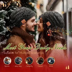 Wireless Music Beanie Hat, Knitting Beanie with Built-In Headphones, Unique Gift for Gamers & Adults, Perfect Stocking Stuffer for Men & Women
