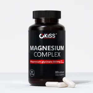 Okiss Magnesium Complex-Stress-Relief Capsules - With magnesium glycinate + L-Theanine+Vitamin B6+Chamomile Flower Extract-Essential Magnesium-800mg Absorption Champion Extremely gentle; does not irritate the intestines.