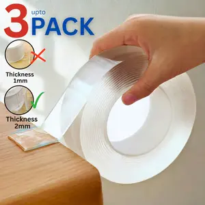 Double Sided Tape Heavy Duty, reusable Nano Double Sided Adhesive Tape, Clear Mounting Tape Picture Hanging Adhesive Strips Waterproof
