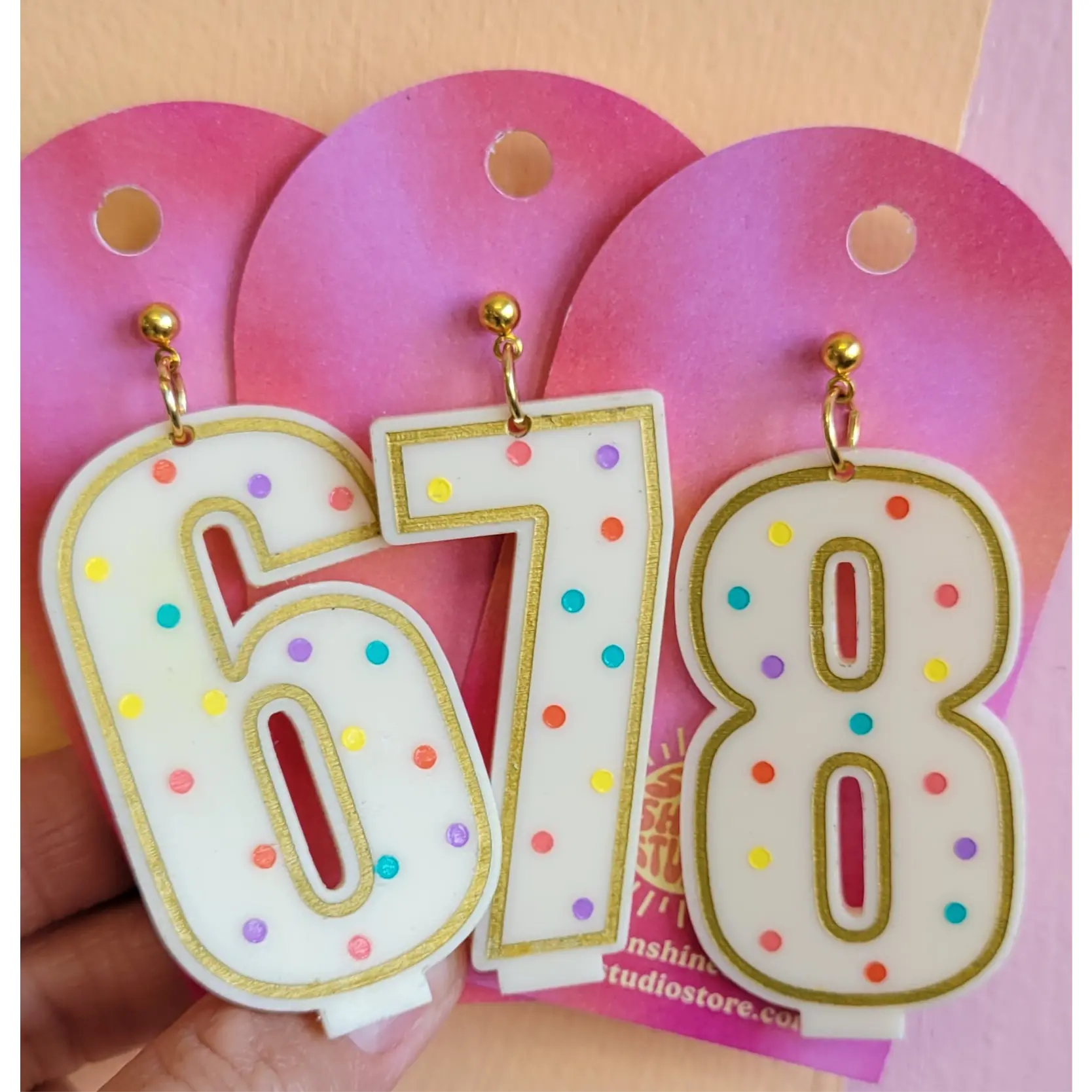 Gold Birthday Candle Number Earrings