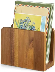 Acacia Wood Mail Organizer, Mail Holder for Desk, Letter Holder for Countertop, Small Envelope Holder, Desk Organizers and Accessories for Home Office