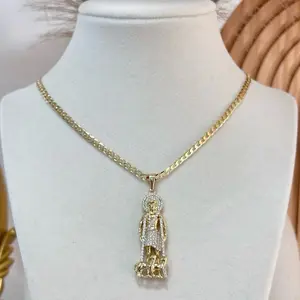 San Lázaro Cuban Link Chain 23 Inches Necklace with Detailed Pendant Jewelry Accessory