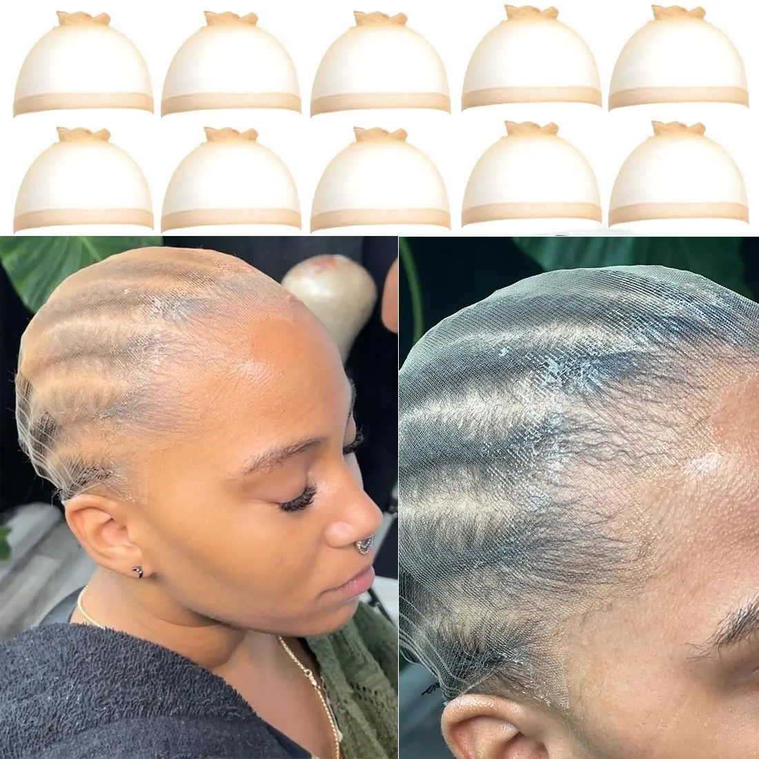 VIPbeauty 10 Pcs Transparent HD Wig Cap, Thin Nylon Cap for Women, Suitable for Parties, Weddings, Graduations, Cosplay.