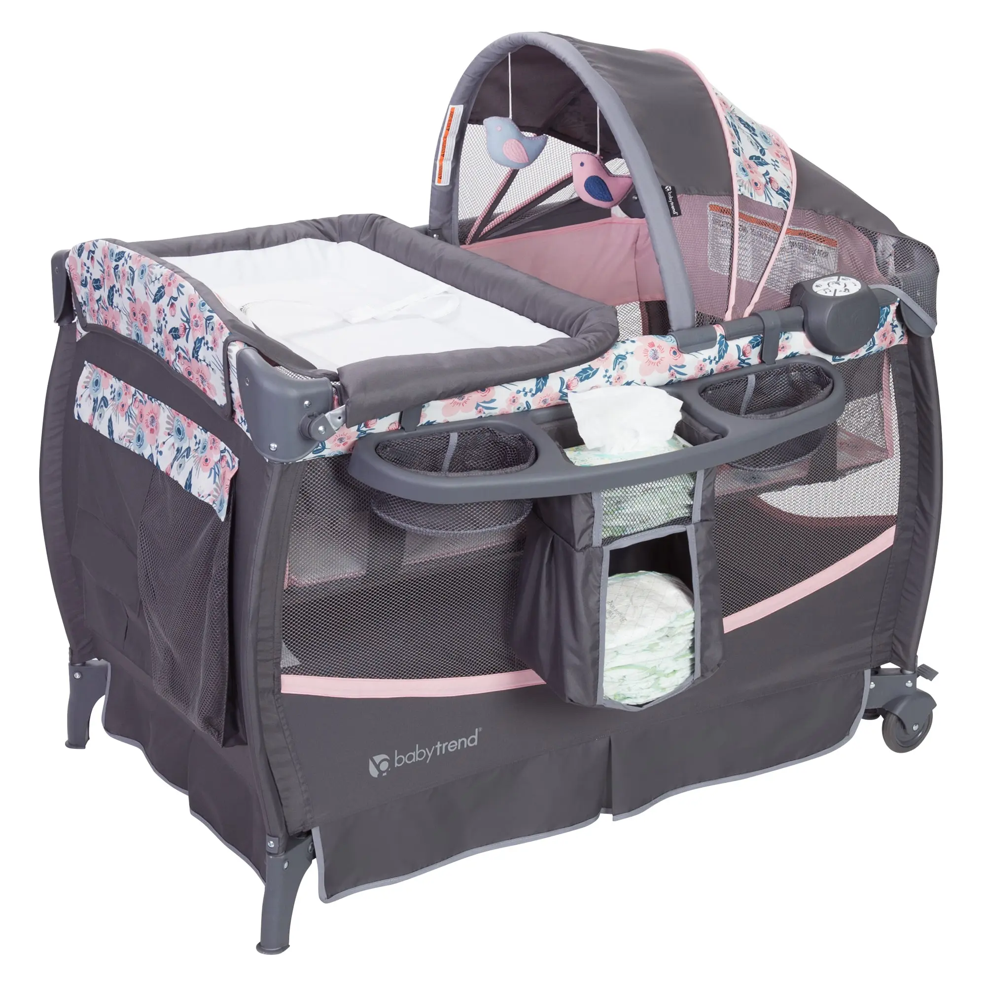 Baby Trend® Deluxe II Portable Nursery Center® Playard w/ Removable Full-Size Bassinet, Parent Organizer & Canopy Baby Trend® Deluxe II Portable Nursery Center® Playard w/ Removable Full-Size Bassinet, Parent Organizer & Canopy