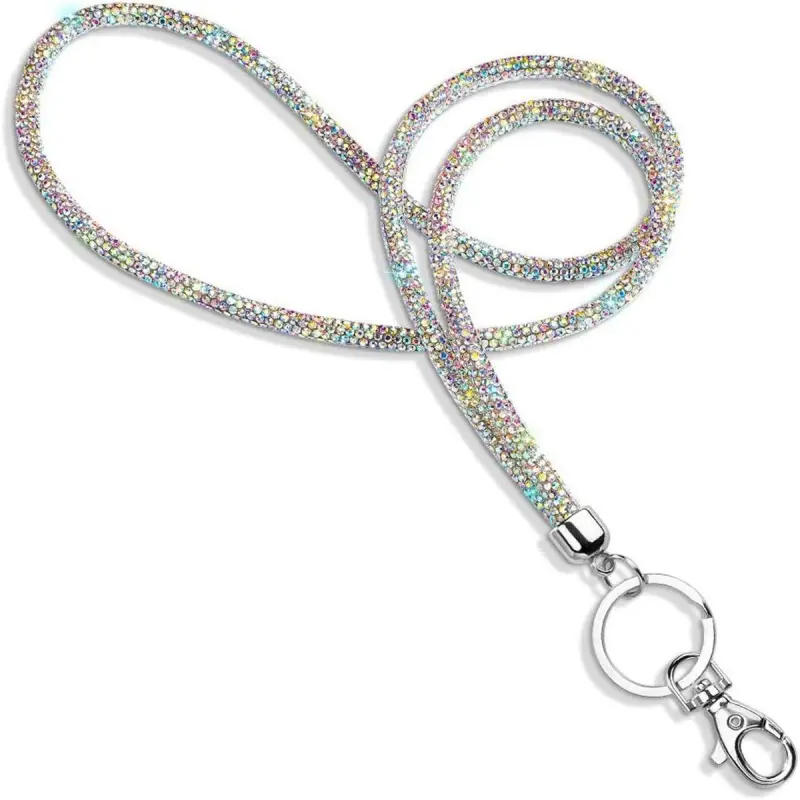 Rhinestone Decor ID Badge Holder, Glitter ID Card Holder Lanyard, ID Badge Supplies for Office Staff Teachers Doctors, Office Supplies
