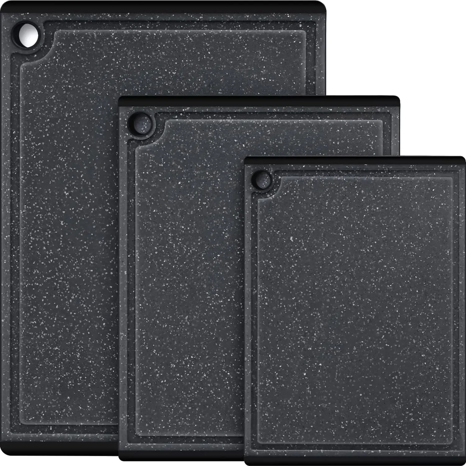 3-Piece Large Plastic Cutting Board Set with Non-Slip Feet and Juice Grooves