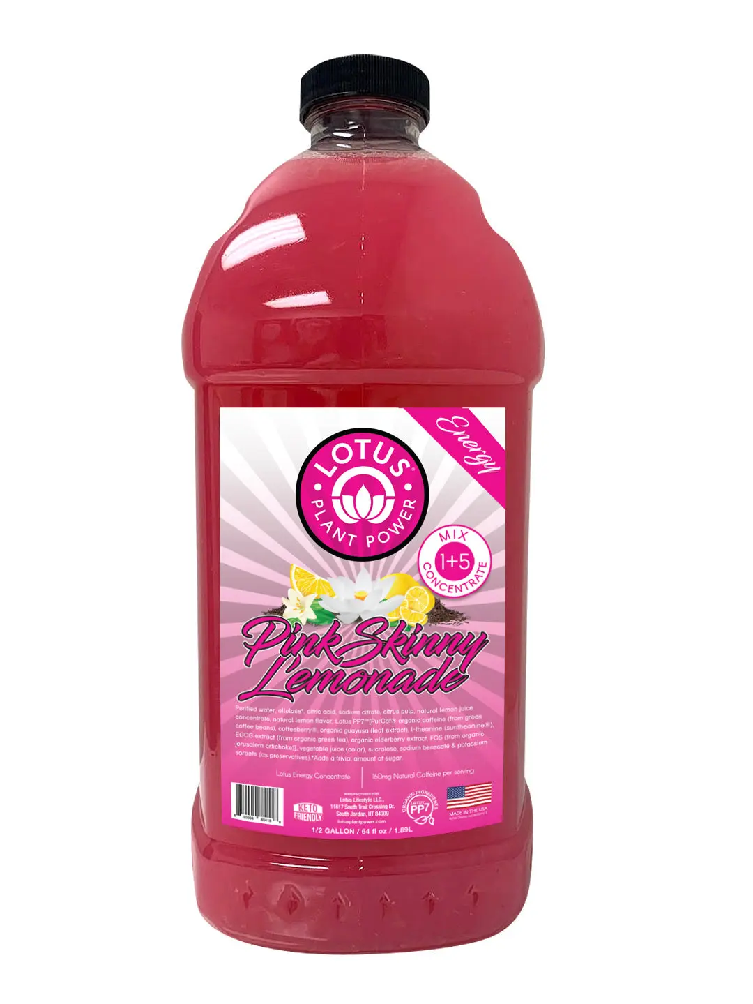 Skinny Pink Lotus Lemonade Plant Power Concentrate | | Low Sugar, Low Calorie | Natural Caffeine from Green Coffee Bean | Plant-Based Ingredients