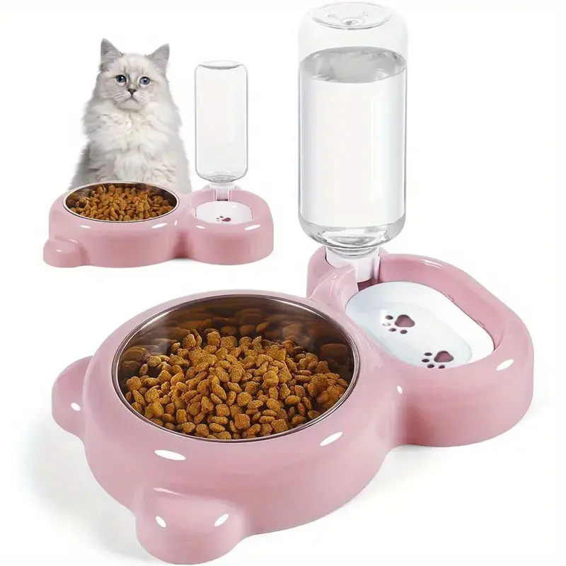 1 Set Dog Bowls,Cat Food and Water Bowl Kit with Water Dispenser and Stainless Steel Bowl for Cats and Small Dogs,Christmas Party Fathersdaygift