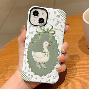 Cute Goose Phone Case , Goose Case Mobile Phone Cover , Trendy Protective Cover for iPhone 7 8 X XR XS 11 12 13 14 15 16 17 Pro Max Plus Air ,Perfect Gift Duck Bow MagSafe Magnetic