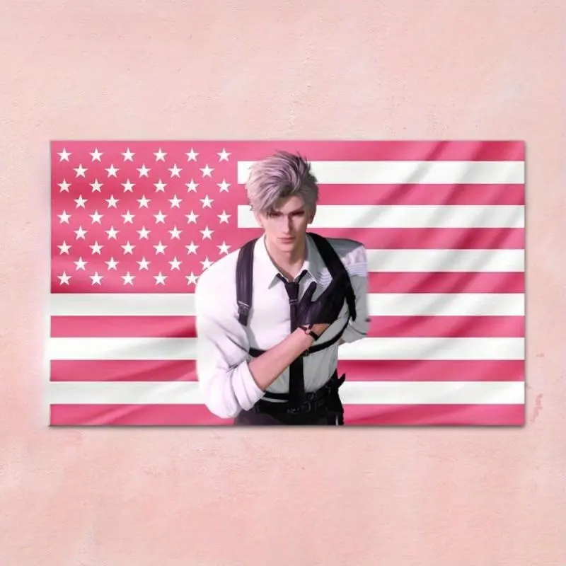 Sylus Pink American Flag Gaming Decor - Heavy-Duty Polyester Wall Banner, 3x5ft, No Electricity Needed, Perfect for Game Room, Office, Living Room Durable Decorative Tapestry Pink Wall Hanging