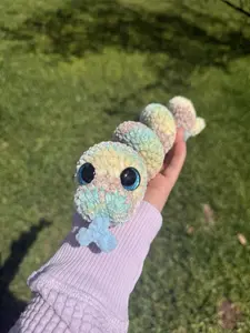 Handmade Crochet Blue Multi-Colored Snake