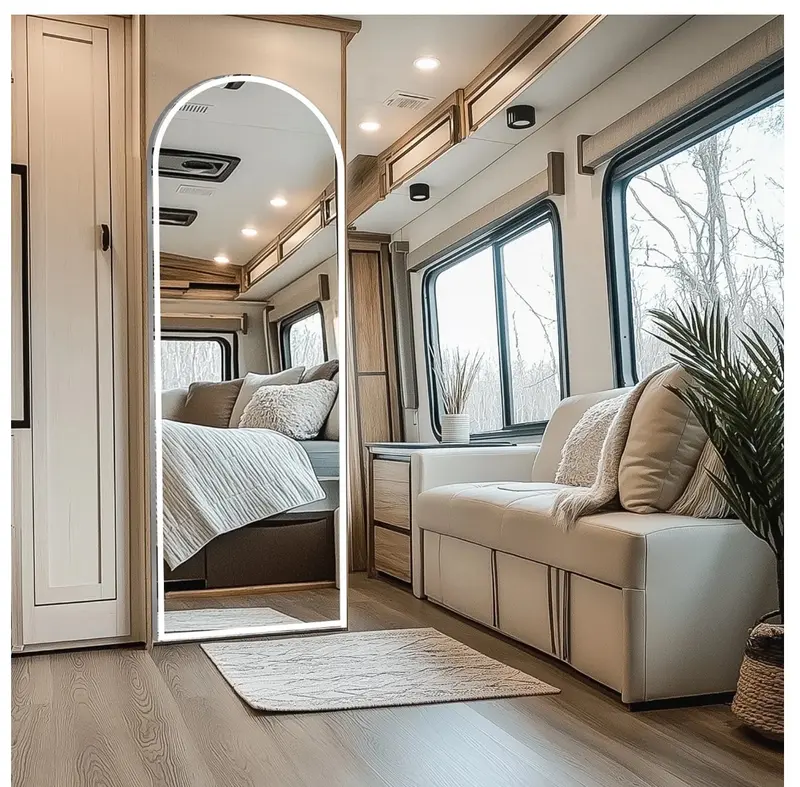 LED Arched Full Length Mirror 71"x26" Lighted Full Body Mirror with Aluminum Frame & Polished Glass for Bedroom Modern Design 120 LED Lights Energy Efficient High-Quality Glass