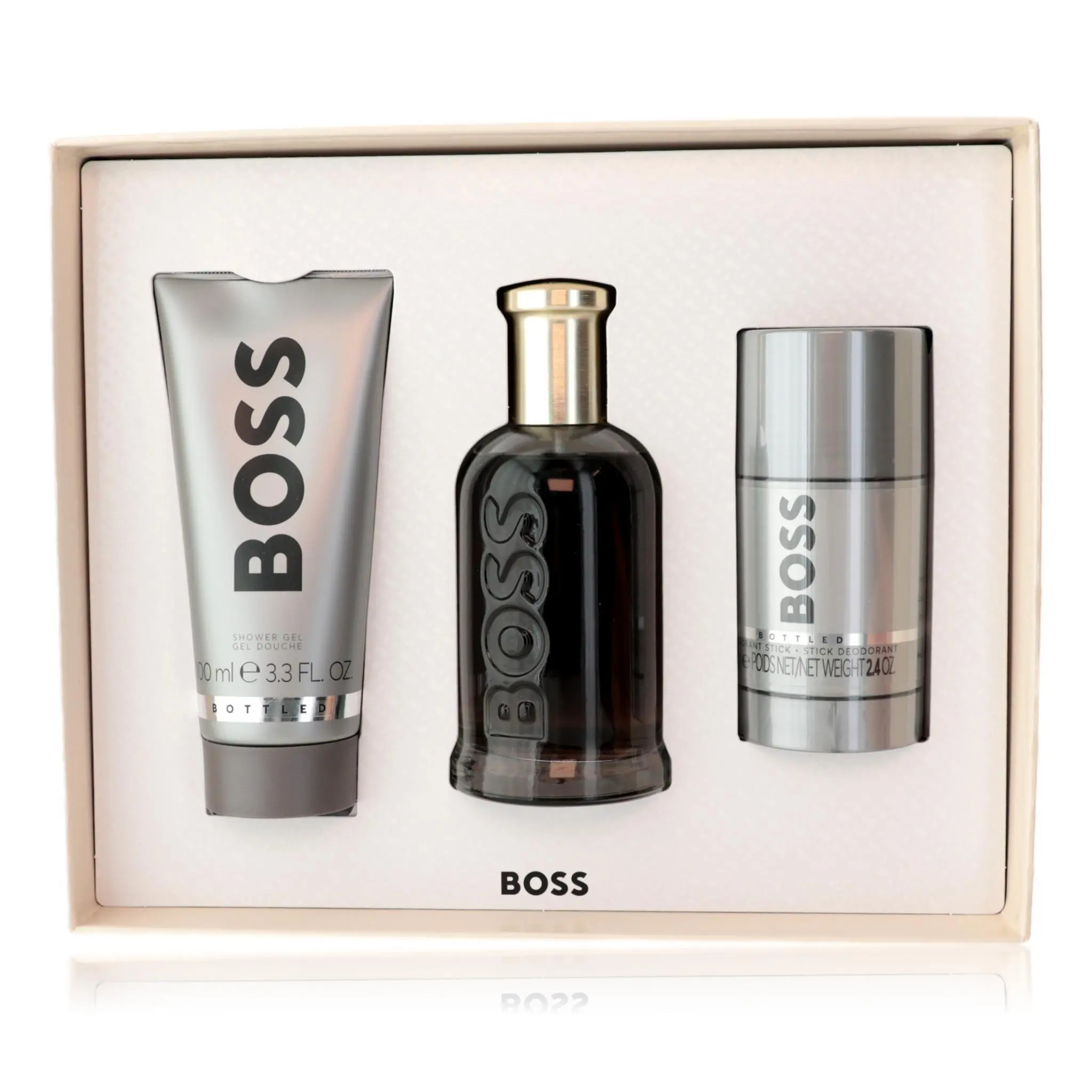 HUGO BOSS Boss Bottled No.6 3-Piece Man Gift Set - Classic Scented Aroma Body Care Products for Men, 3.3oz EDP Spray, 3.3oz Shower Gel, 2.4oz Deodorants, Daily Use