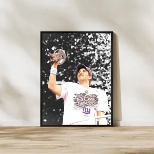 [SALE UP TO 40%] [Unframed] Eli Manning Giants Art Printp: NY Football Wall Decor