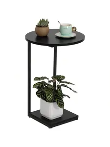 C Table End Table, Round Side Table That Slide Under, C Shaped End Table For Couch, Small Table For Living Room, Bedroom cshape