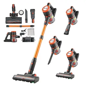 fathersdaygift VEVOR Cordless Vacuum Cleaner, 40KPA Max Suction, Rechargeable Anti-Tangle Stick Vacuum with LED Display Screen, Lightweight Handheld Vac with 47mins Runtime for Home, Carpet, Pet Hair, Hard Floor