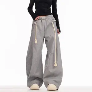 Spring and Autumn New American Retro Sports Pants Female Loose Wide Leg Matchet Pants Casual Sweatpants Straight Mopping Pants Suits Baggy