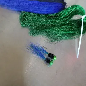 Disco green head, Blue bucktail , green flash , black chenille body