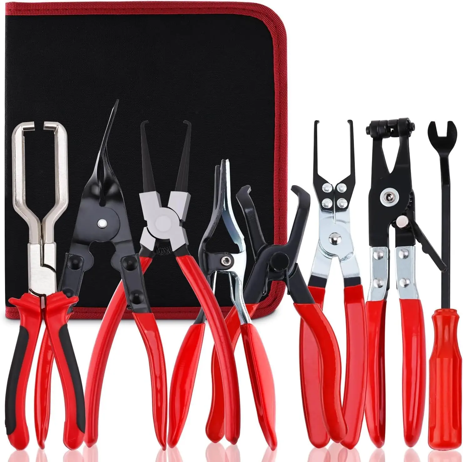 8-Piece Fuel Line Disconnect Tool Set – Fuel Line/Hose Clamp/Removal Pliers, Electrical Disconnect/Push Pin Tools, Relay Puller, Panel Clip Remover & Filter Caliper