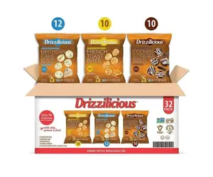 Drizzilicious Mini Rice Cake Bites Variety Pack 0.74 Ounce Pack of 32 Snack Dessert Made with Avocado Oil Sweet Treats Birthday