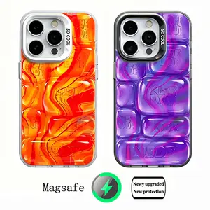 NEW!!! NeeDoh Cool Crush Ice Cube Phone Case, 3D Visual Effect Bubble Case, Glossy Hard Protective Cover, Colorful Aesthetic Case for iPhone 11-17 Pro Max Series Military-Grade Drop Protection Cover.Shockproof Magnetic iPhone Case