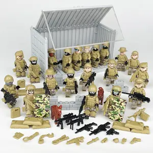 Creative Container Unit Building Block Set, Mini Bricks Police Minifigures Kit, Tactical Team Play Set in Bag, Kids Toy Gift Shields
