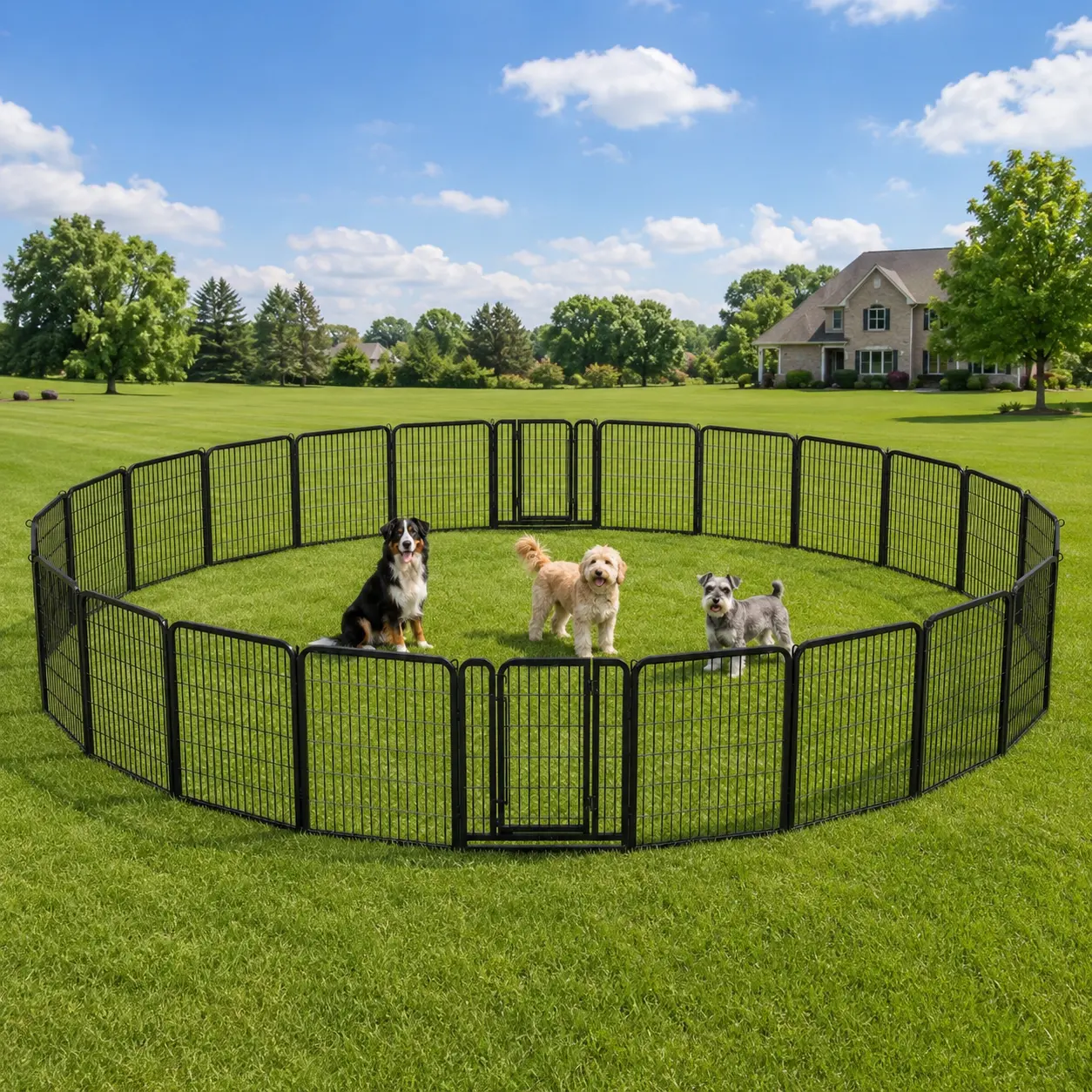 Costoffs Durable Exercise Puppy Playpen - 32" Tall Metal Playpen Gate with 6/8/12/16 Panels, Foldable Portable Pet Fence for Indoor & Outdoor Small to Medium Pets, Durable Puppy Playpen