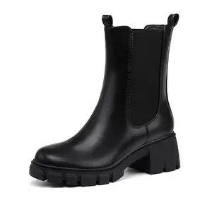 IDIFU All Weather Boots, Women's Chunky Platform Chelsea Boots, Comfortable Insole Shoes, Women's Elastic Ankle Chelsea Boots