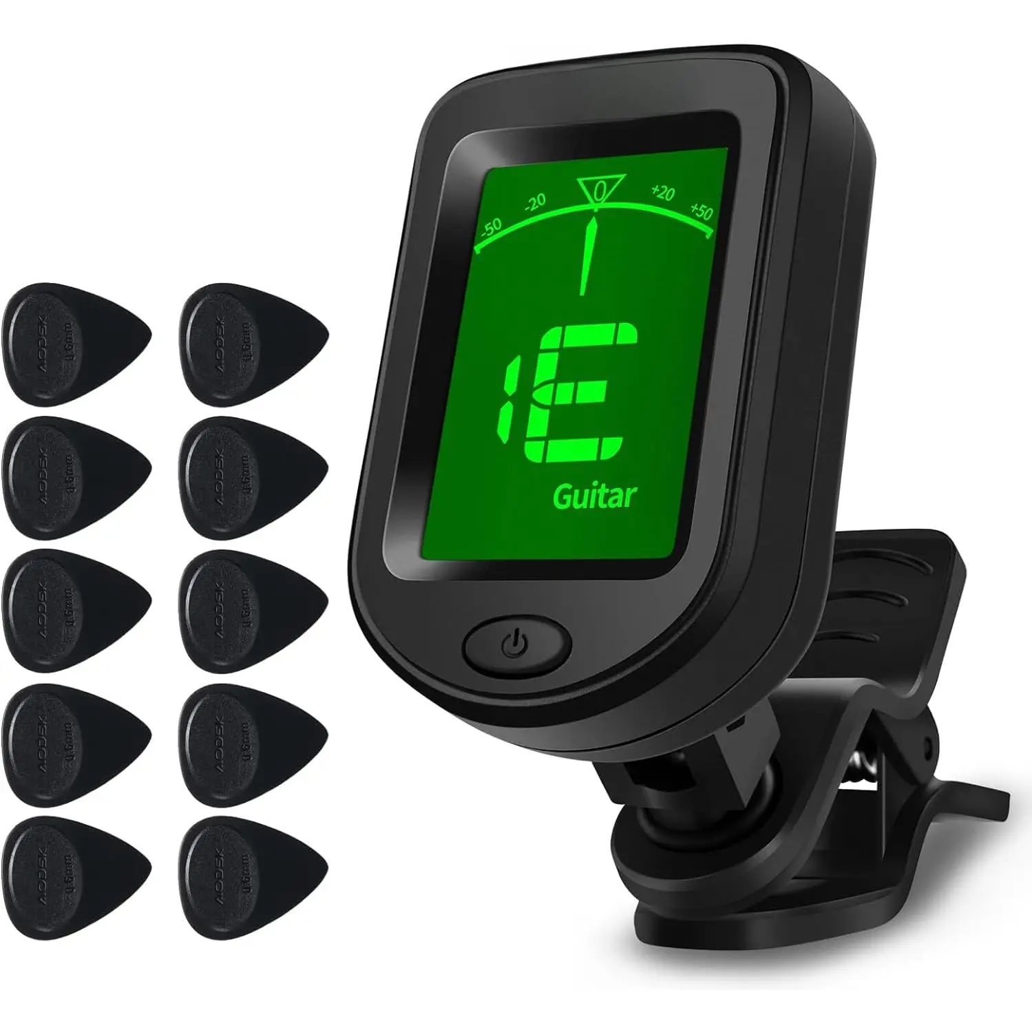 Clip-on Guitar Tuner for String Instrument,Digital  Tuner,Large Clear LCD Display,Rotatable,Suitable for Acoustic Guitar,Ukulele,Bass,Violin and Chromatic,with 10 Guitar Picks