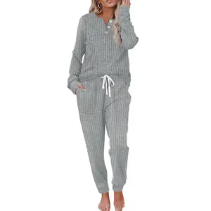 Two Piece Outfits for Women Lounge Sets Button Down Sweatshirt Sweatpants Sweatsuits Set with Pockets