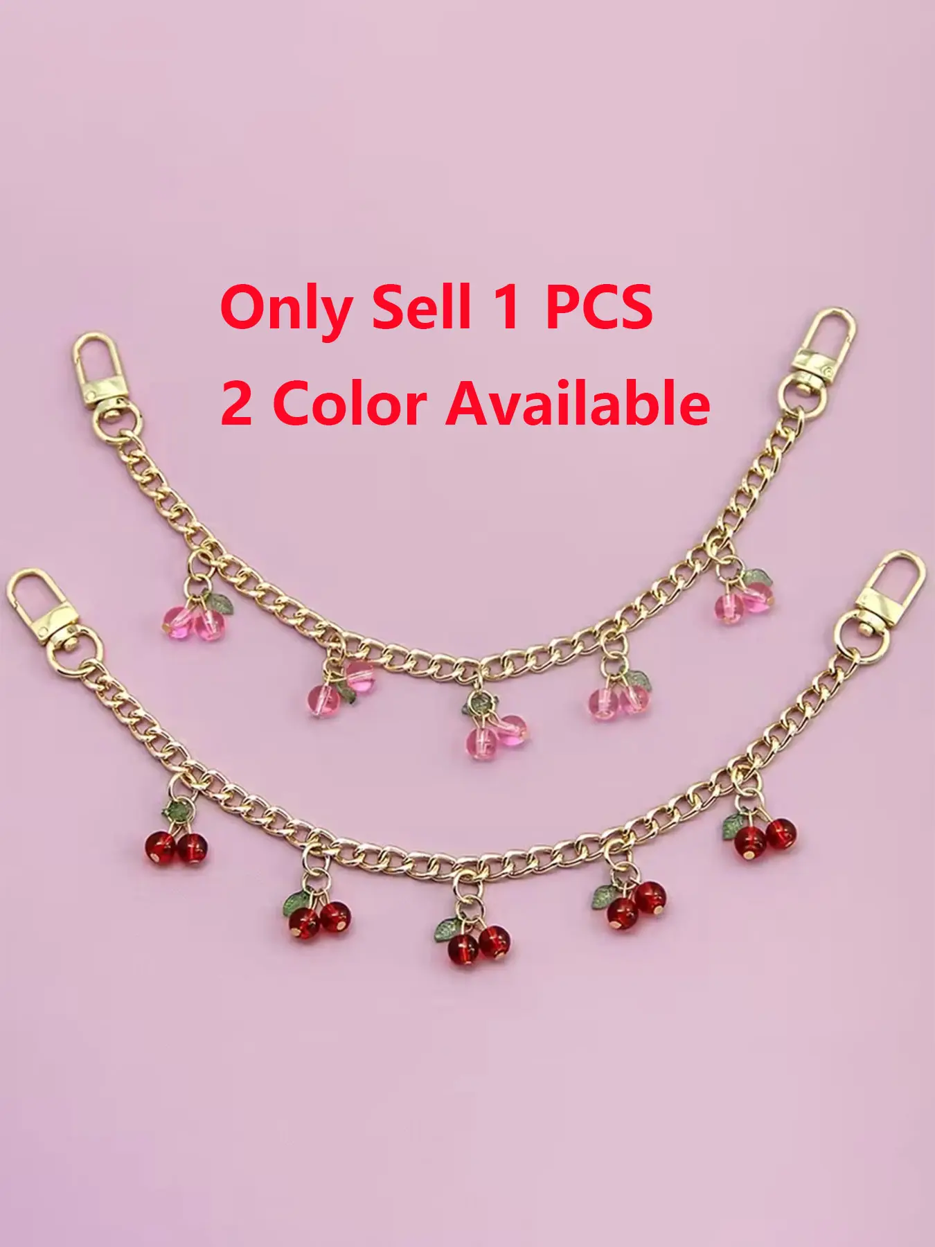 Women's Cherry & Strawberry Bag Charms Fruit Alloy Bag Chain Cherry Pendant Bag Extender Chain Purse Chains Strap Replacement,Belt Charm Pocket Chain DIY Wallet Accessories, Handbag Accessory for Handbag Crossbody Shoulder Bags