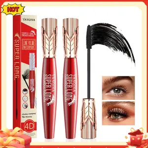 2Pcs Super Long Mascaras,4D Waterproof & Smudge Proof Mascara Liquid Lash Extensions Stereo Lengthening Mascara For Women,Quick-Not Sticky Long Lasting No Clumping mascara