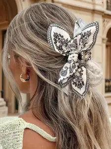 Vintage bow anti slip hair claw bohemian style hair accessory, which looks dignified and elegant for daily wear, and is also a surprising exquisite small gift Hair Clip
