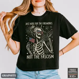 Anti Fascist Boxy Tee Feminist 4th Of July Shirt Oversized Cropped Patriotic Protest Tee Trendy Liberal Graphic Shirt