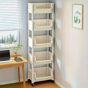 Narrow gap storage rack, floor-standing multi-layer narrow gap organizer, kitchen refrigerator gap rack, movable corner storage rack with wheels