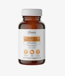 Just Ingredients Whole Food Vitamin C Complex Supplement - 120mg per Serving, Organic Acerola Cherry, Camu Camu, Amla Berry, Immune Resilience & Collagen Maintenance, Vegetarian Capsules